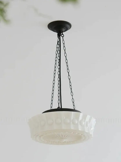 French retro shanghai style cream textured glass dining room pendant