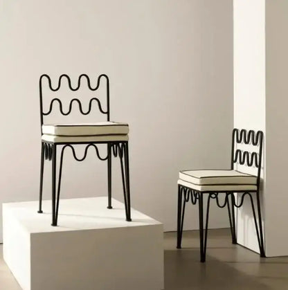 French retro wave black and cream dining table set dining room