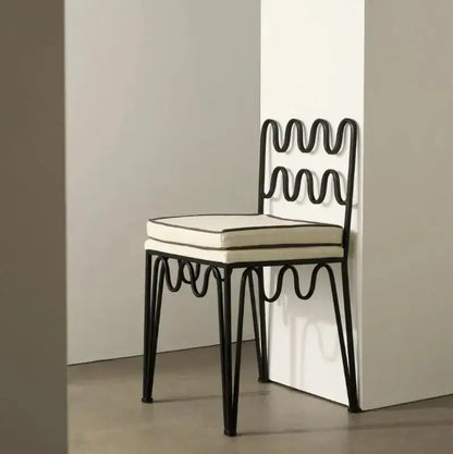 French retro wave black and cream dining table set dining room