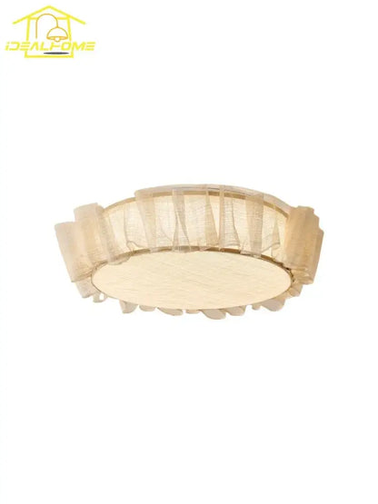 French ruffled beige cream wind led ceiling light for bedroom