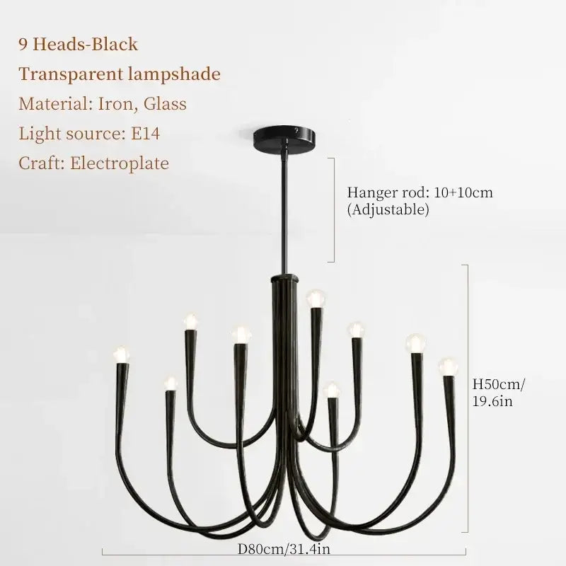 French style black and gold pendant light dining room chandelier