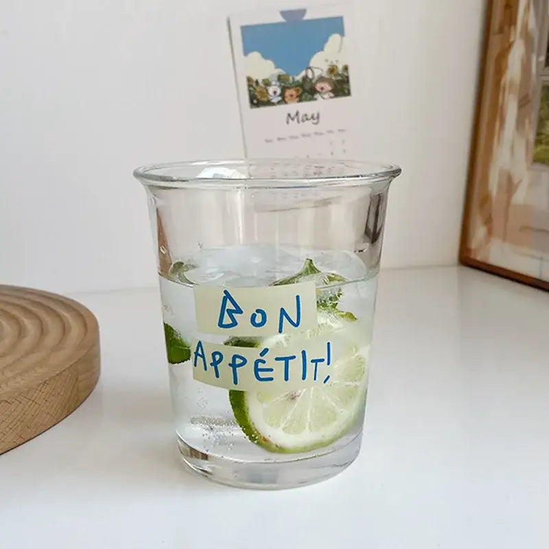 French style bon appetit glass tumbler cup kitchen juice glass