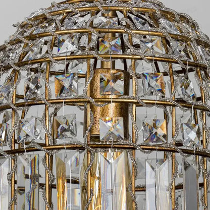 French style bronze crystal chandelier living room cage pendant light