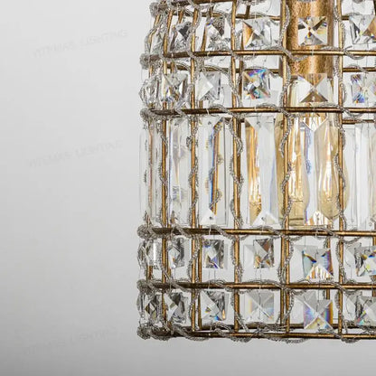 French style bronze crystal chandelier living room cage pendant light