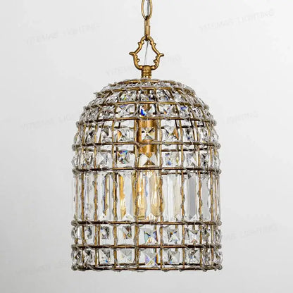 French style bronze crystal chandelier living room cage pendant light