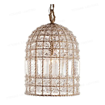 French style bronze crystal chandelier living room cage pendant light