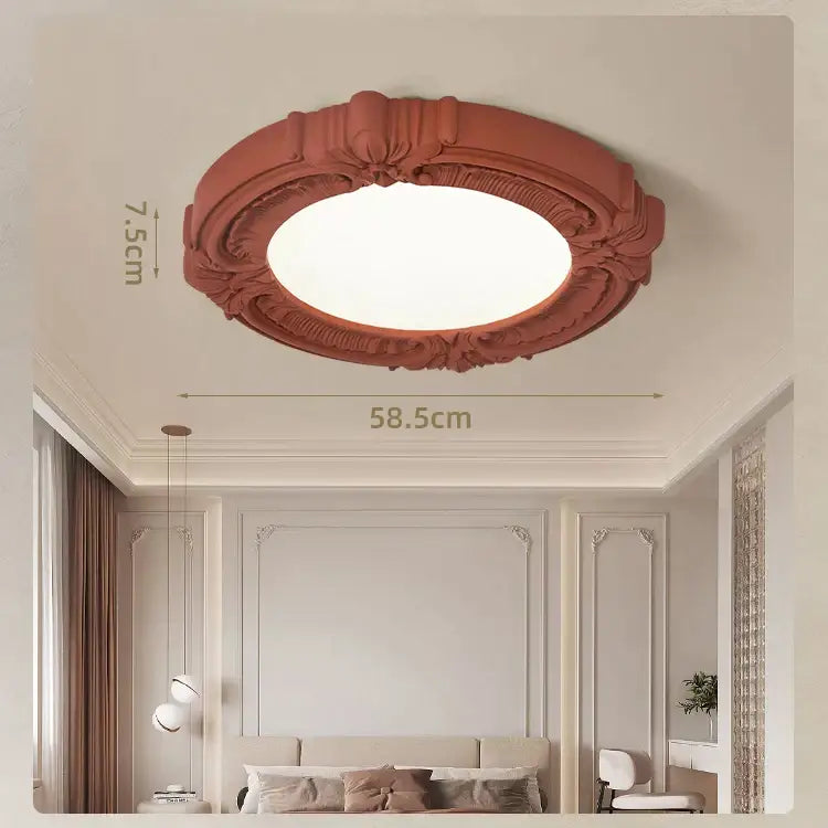 French style ceiling light off-white carved bedroom fixture
