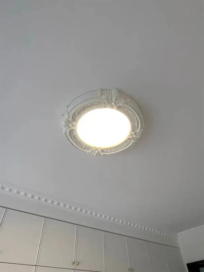 French style ceiling light off-white carved bedroom fixture