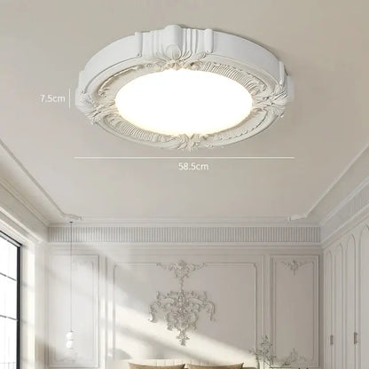 French style ceiling light off-white carved bedroom fixture