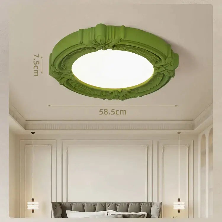 French style ceiling light off-white carved bedroom fixture