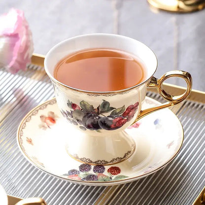 French style cream fruit bone china teaware set dining room tea cup