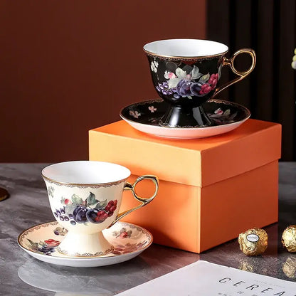 French style cream fruit bone china teaware set dining room tea cup