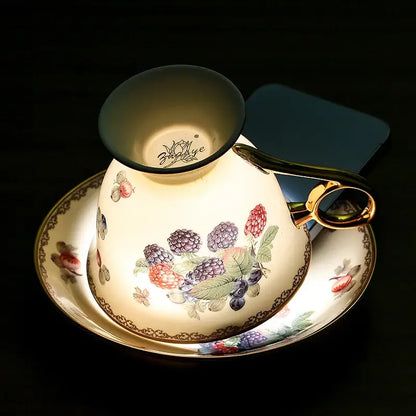 French style cream fruit bone china teaware set dining room tea cup