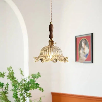 French style fluted clear glass led pendant light dining room