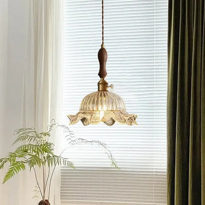 French style fluted clear glass led pendant light dining room