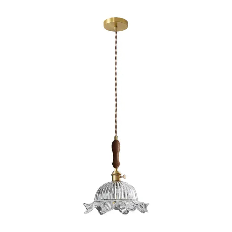 French style fluted clear glass led pendant light dining room