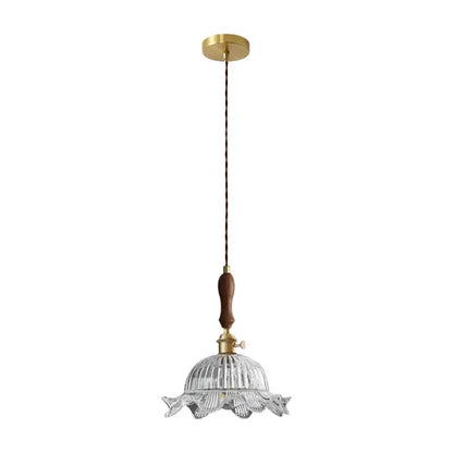 French style fluted clear glass led pendant light dining room