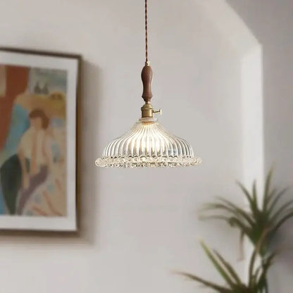 French style fluted clear glass led pendant light dining room