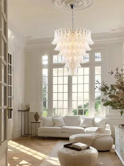 French style glass chandelier cascading white light for living room