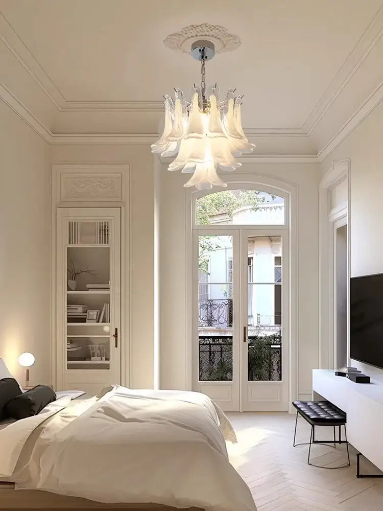 French style glass chandelier cascading white light for living room