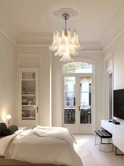 French style glass chandelier cascading white light for living room