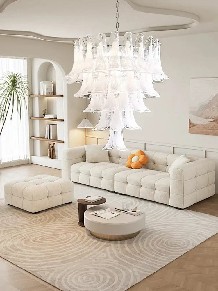 French style glass chandelier cascading white light for living room