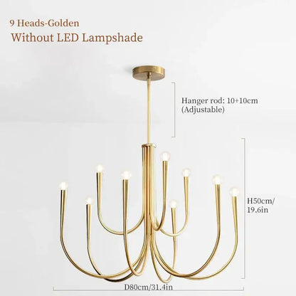 French style gold & black pendant light chandelier dining room