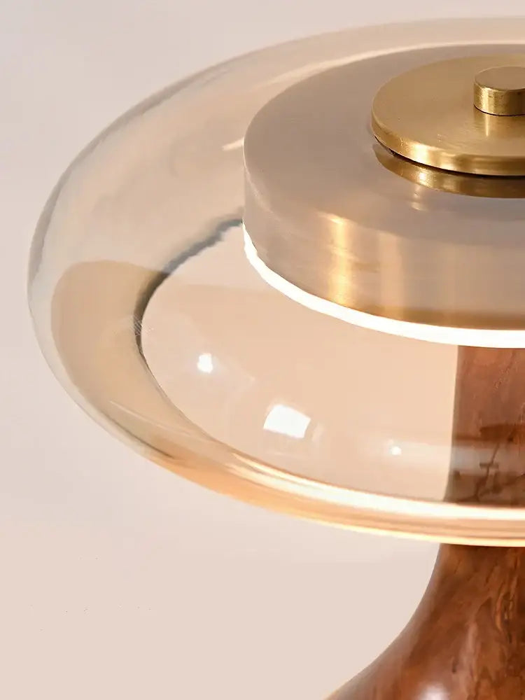 French style walnut table lamp set for bedroom glass dome light