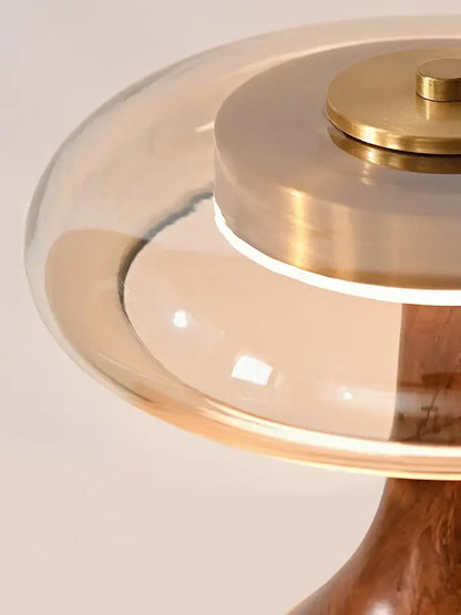 French style walnut table lamp set for bedroom glass dome light
