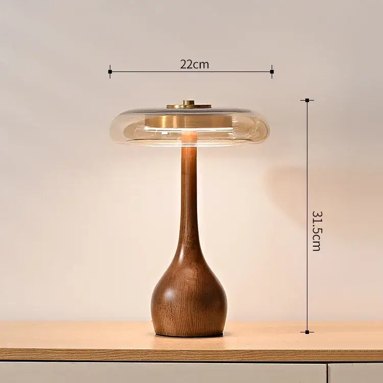 French style walnut table lamp set for bedroom glass dome light