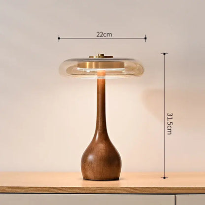French style walnut table lamp set for bedroom glass dome light