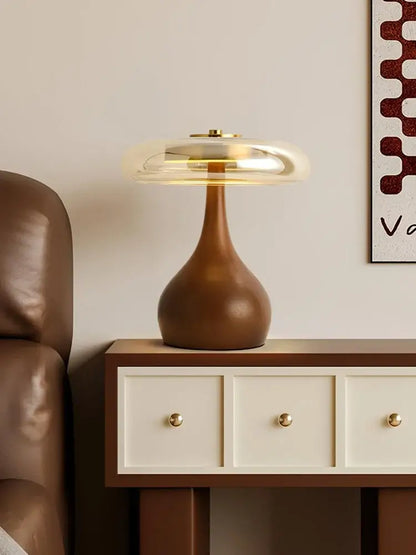 French style walnut table lamp set for bedroom glass dome light