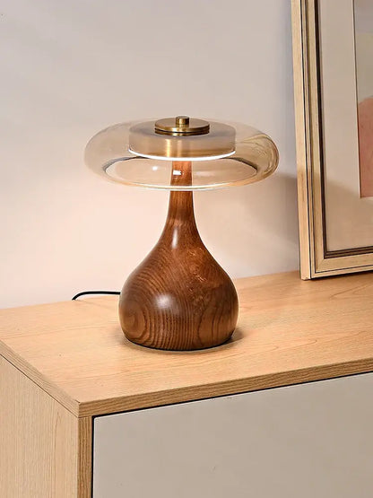 French style walnut table lamp set for bedroom glass dome light