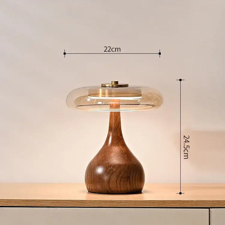 French style walnut table lamp set for bedroom glass dome light