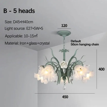 French style white crystal flower chandelier living room light
