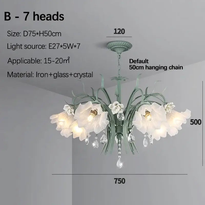 French style white crystal flower chandelier living room light