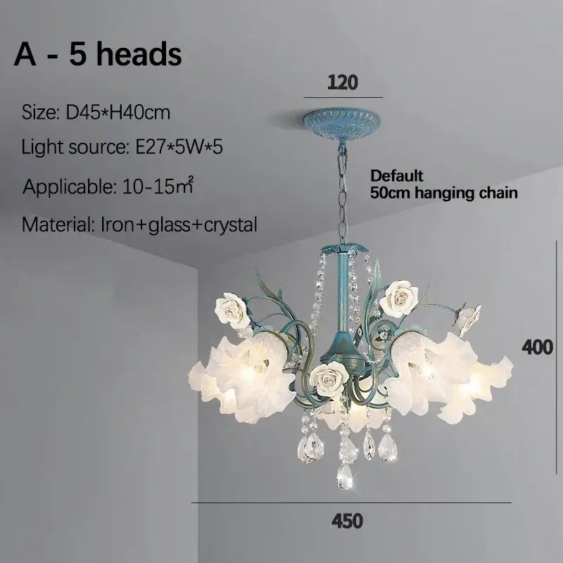 French style white crystal flower chandelier living room light