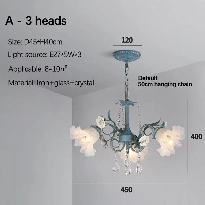 French style white crystal flower chandelier living room light