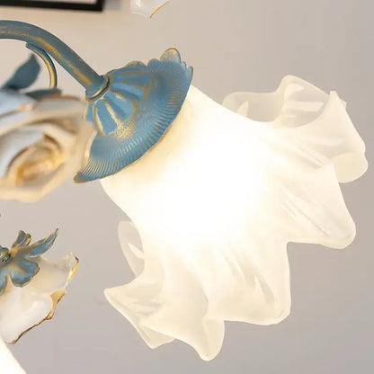 French style white crystal flower chandelier living room light