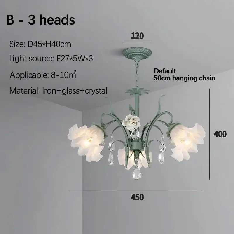 French style white crystal flower chandelier living room light