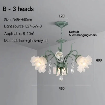French style white crystal flower chandelier living room light