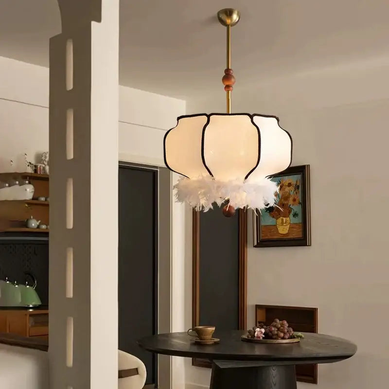 DecorBites™ French Vintage Fabric Chandelier Pendant Lamp - LED Hanging Light for Home and Restaurant