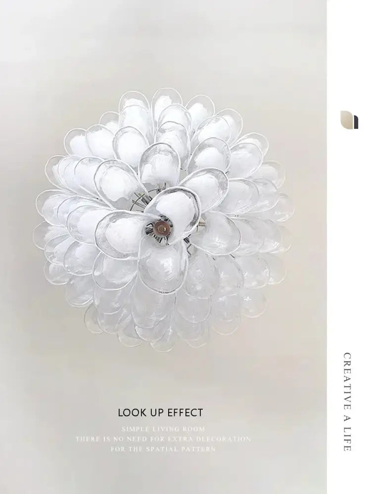 French white glass petal chandelier dining room pendant lights