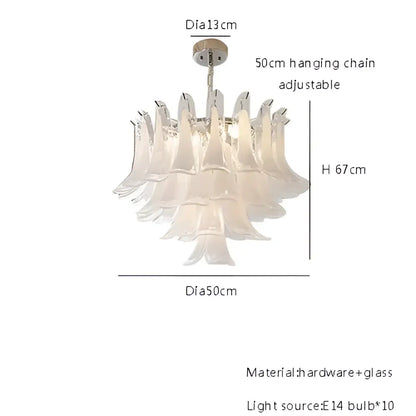 French white glass petal chandelier dining room pendant lights