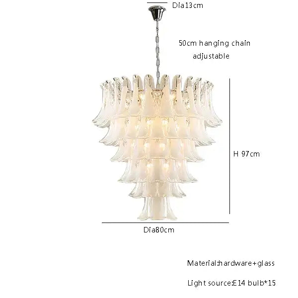 French white glass petal chandelier dining room pendant lights