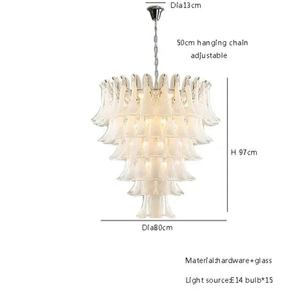 French white glass petal chandelier dining room pendant lights