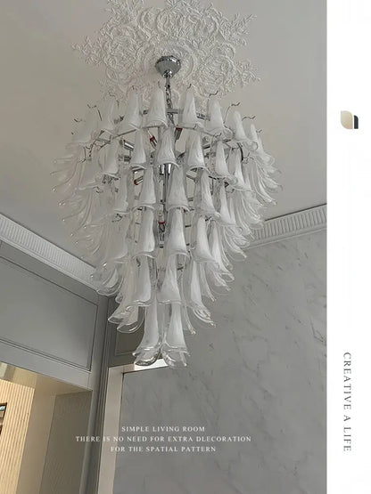 French white glass petal chandelier dining room pendant lights