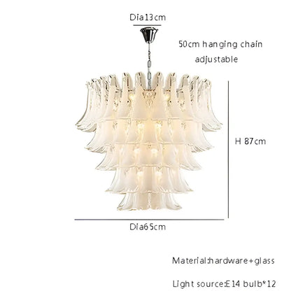 French white glass petal chandelier dining room pendant lights