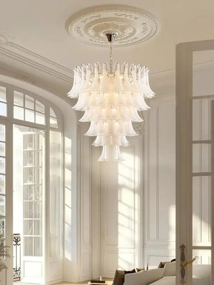 French white glass petal chandelier dining room pendant lights