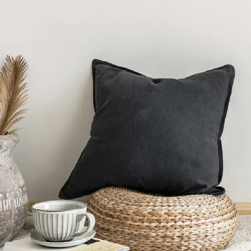 Fringed earth tone linen pillow cover living room decor